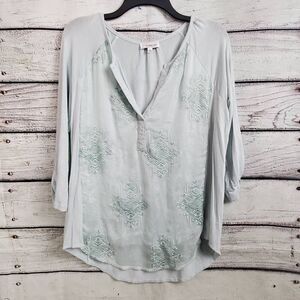Symmetry Large Light Blue LS Blouse